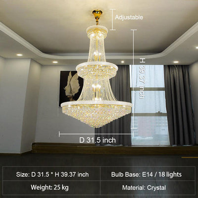 Luxury Crystal Chandelier for Grand Villa Hall and Duplex Staircase Lighting - cyranlighting