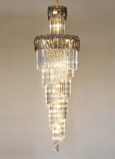 Luxury Extra Large Foyer Spiral Staircase Chandelier Long Crystal Ceiling Light Fixture For Living Room Hall Entrance - cyranlamps