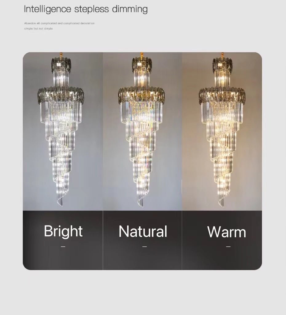 Luxury Extra Large Foyer Spiral Staircase Chandelier Long Crystal Ceiling Light Fixture For Living Room Hall Entrance - cyranlamps