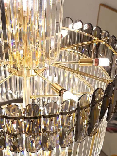 Luxury Extra Large Foyer Spiral Staircase Chandelier Long Crystal Ceiling Light Fixture For Living Room Hall Entrance - cyranlamps
