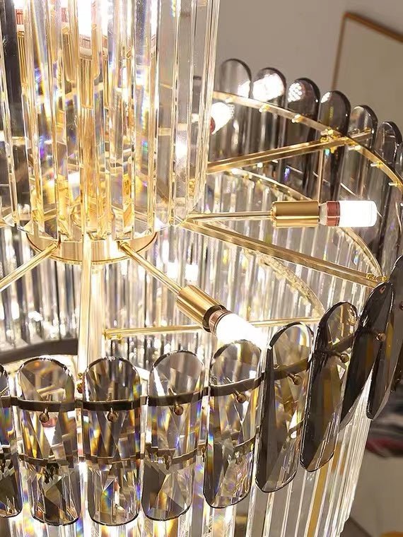 Luxury Extra Large Foyer Spiral Staircase Chandelier Long Crystal Ceiling Light Fixture For Living Room Hall Entrance - cyranlamps