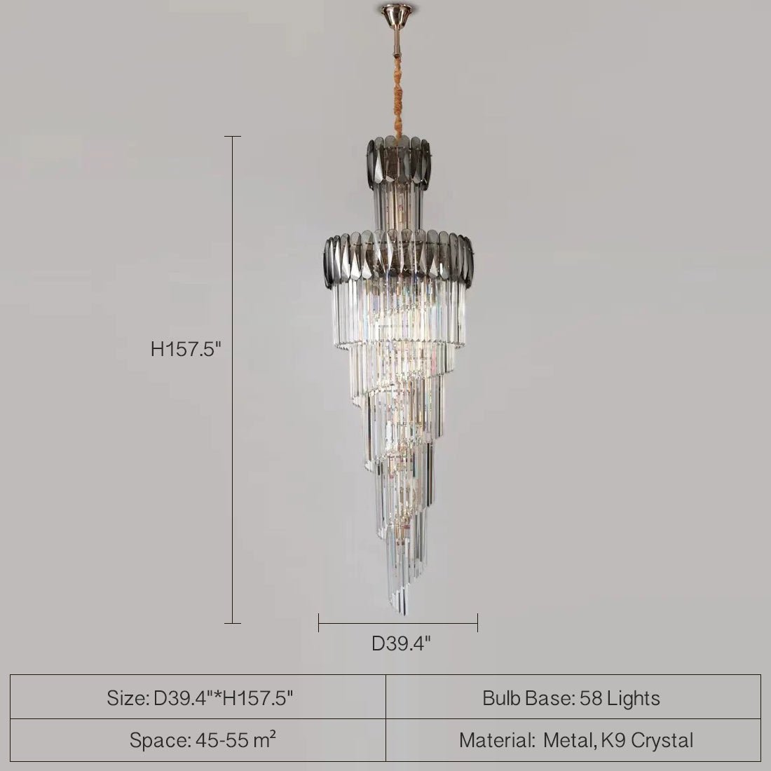 Luxury Extra Large Foyer Spiral Staircase Chandelier Long Crystal Ceiling Light Fixture For Living Room Hall Entrance - cyranlamps