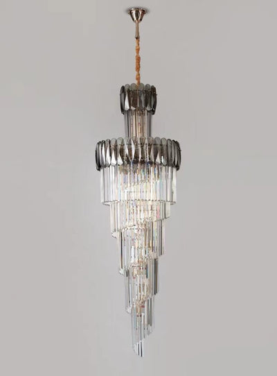 Luxury Extra Large Foyer Spiral Staircase Chandelier Long Crystal Ceiling Light Fixture For Living Room Hall Entrance - cyranlamps