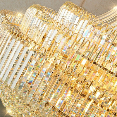 Luxury Extra Large Round Ceiling Lighting Fixture Stately Crystal Chandelier For Foyer Entryway/ Entrance - cyranlamps