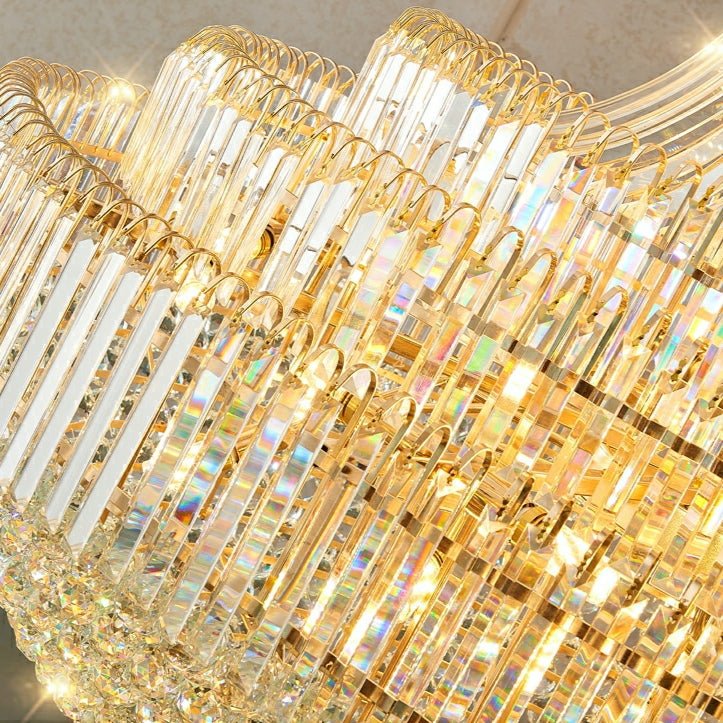 Luxury Extra Large Round Ceiling Lighting Fixture Stately Crystal Chandelier For Foyer Entryway/ Entrance - cyranlamps