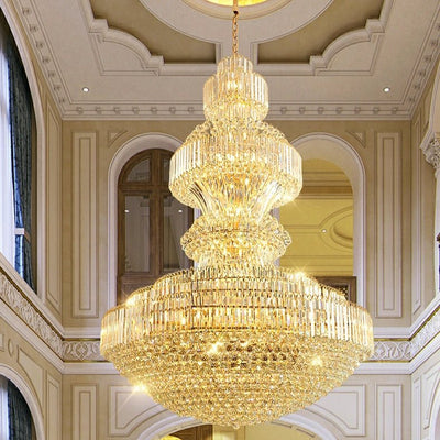 Luxury Extra Large Round Ceiling Lighting Fixture Stately Crystal Chandelier For Foyer Entryway/ Entrance - cyranlamps