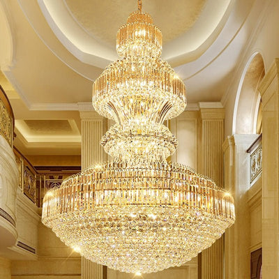 Luxury Extra Large Round Ceiling Lighting Fixture Stately Crystal Chandelier For Foyer Entryway/ Entrance - cyranlamps