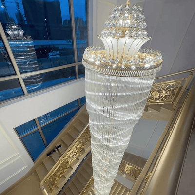 Luxury Extra Long Crystal Chandelier for Villa/Staircase/Foyer - cyranlamps