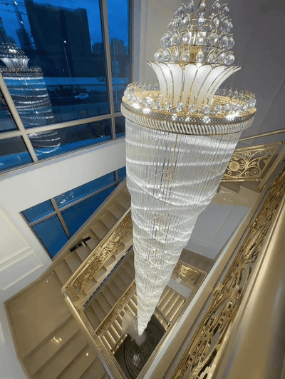 Luxury Extra Long Crystal Chandelier for Villa/Staircase/Foyer - cyranlamps