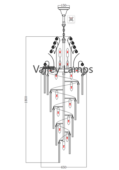 Luxury Extra Long Crystal Chandelier for Villa/Staircase/Foyer - cyranlamps