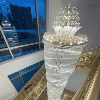 Luxury Extra Long Crystal Chandelier for Villa/Staircase/Foyer - cyranlamps