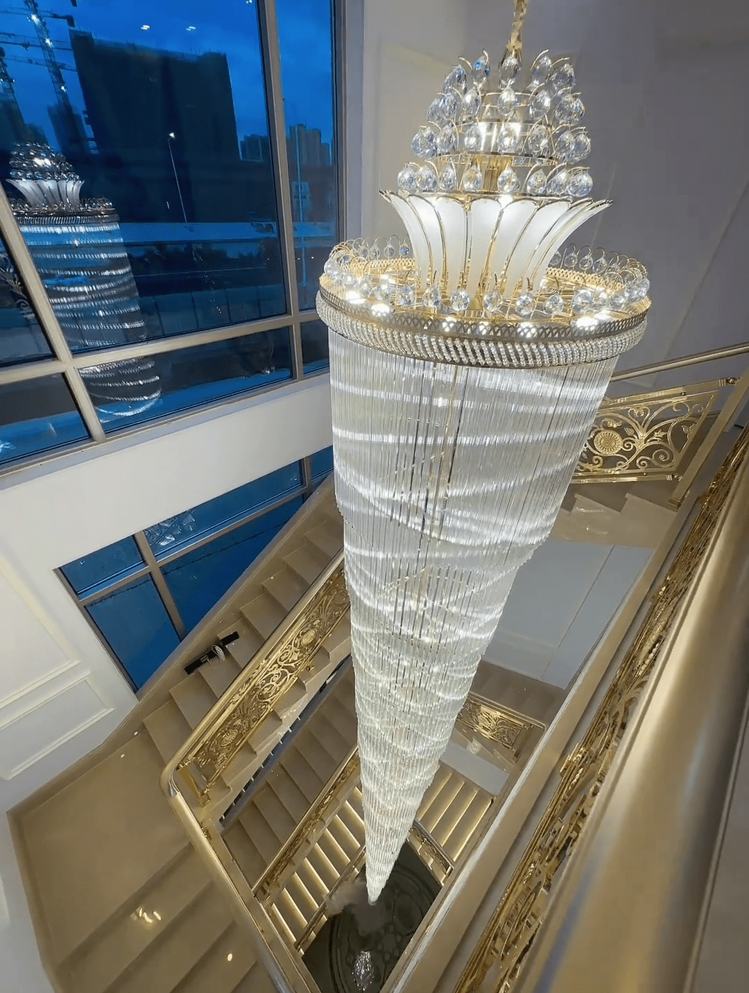 Luxury Extra Long Crystal Chandelier for Villa/Staircase/Foyer - cyranlamps
