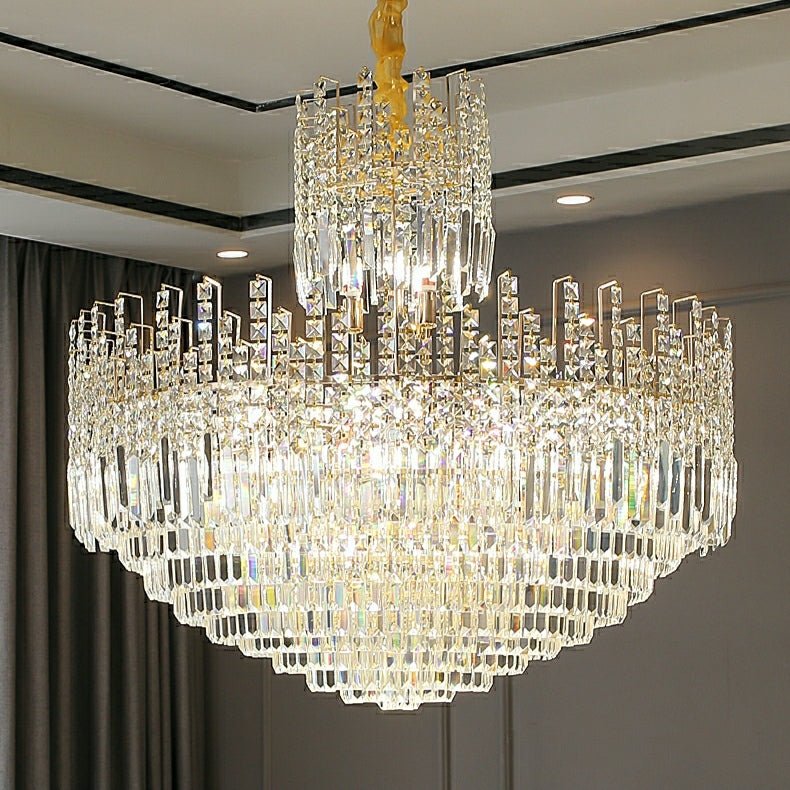 Luxury Hotel Hallway Ceiling Lighting Fixture Large Round Crystal Chandelier For Foyer Living Room Staircase - cyranlamps