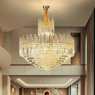Luxury Hotel Hallway Ceiling Lighting Fixture Large Round Crystal Chandelier For Foyer Living Room Staircase - cyranlamps