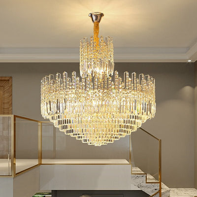 Luxury Hotel Hallway Ceiling Lighting Fixture Large Round Crystal Chandelier For Foyer Living Room Staircase - cyranlamps
