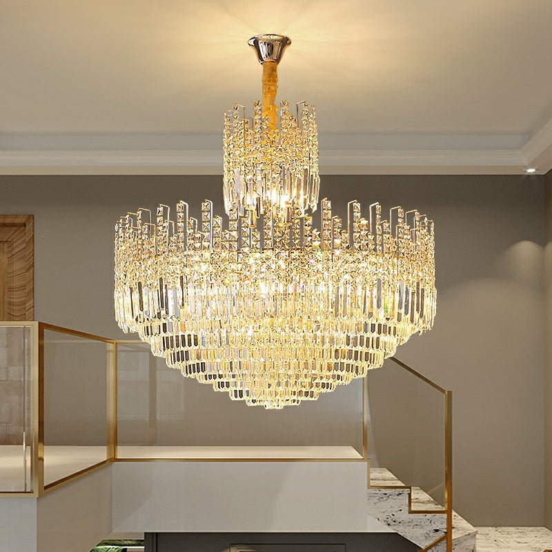 Luxury Hotel Hallway Ceiling Lighting Fixture Large Round Crystal Chandelier For Foyer Living Room Staircase - cyranlamps
