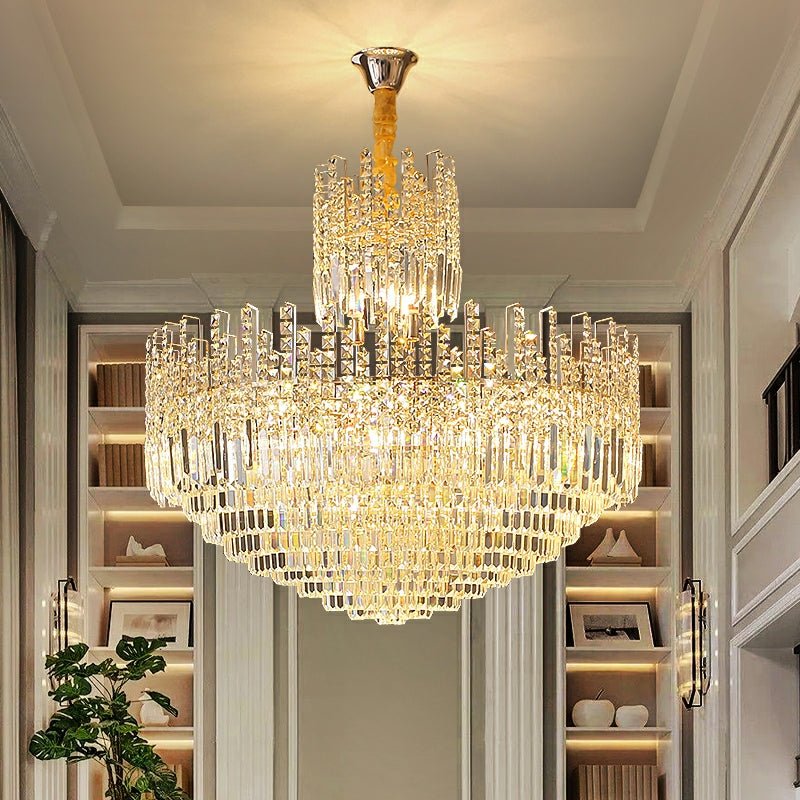 Luxury Hotel Hallway Ceiling Lighting Fixture Large Round Crystal Chandelier For Foyer Living Room Staircase - cyranlamps