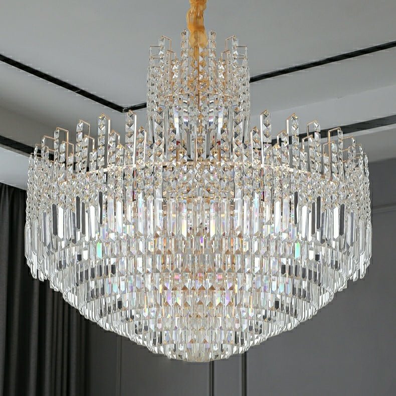 Luxury Hotel Hallway Ceiling Lighting Fixture Large Round Crystal Chandelier For Foyer Living Room Staircase - cyranlamps