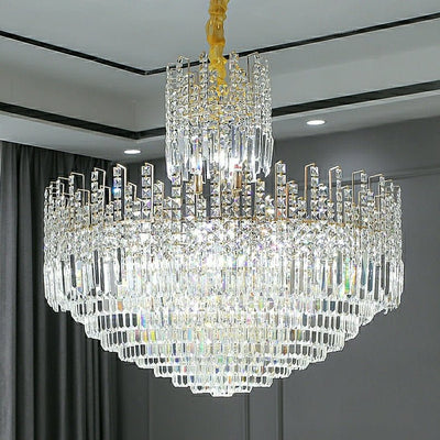 Luxury Hotel Hallway Ceiling Lighting Fixture Large Round Crystal Chandelier For Foyer Living Room Staircase - cyranlamps