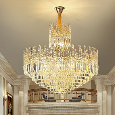Luxury Hotel Hallway Ceiling Lighting Fixture Large Round Crystal Chandelier For Foyer Living Room Staircase - cyranlamps