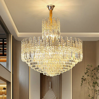 Luxury Hotel Hallway Ceiling Lighting Fixture Large Round Crystal Chandelier For Foyer Living Room Staircase - cyranlamps