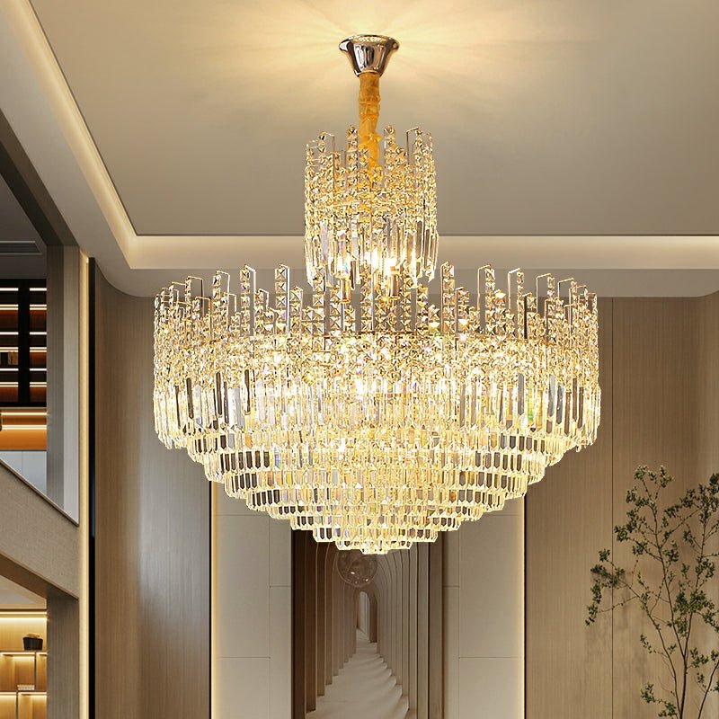 Luxury Hotel Hallway Ceiling Lighting Fixture Large Round Crystal Chandelier For Foyer Living Room Staircase - cyranlamps
