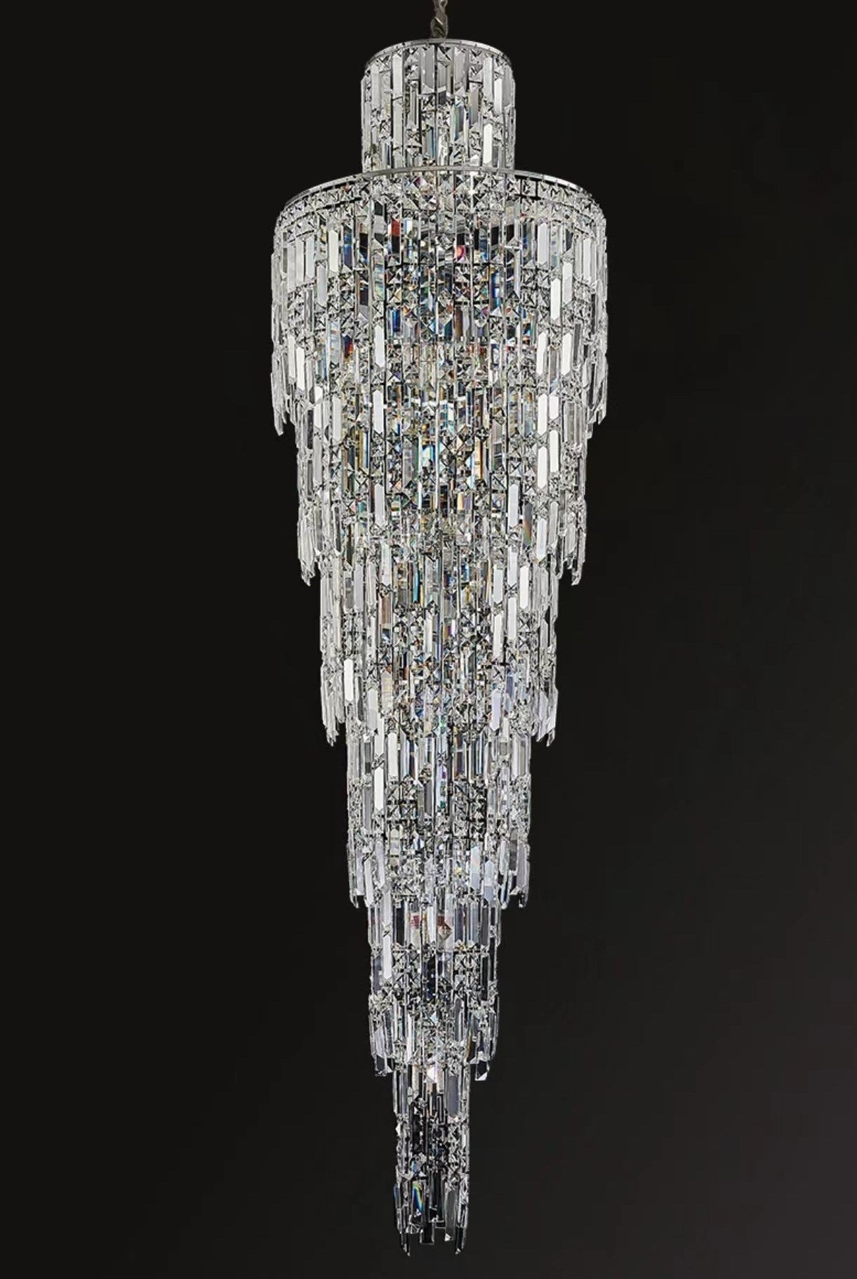 Luxury Large Crystal Chandelier For Hight Ceiling Living Room Long Staircase Light Fixture - cyranlamps