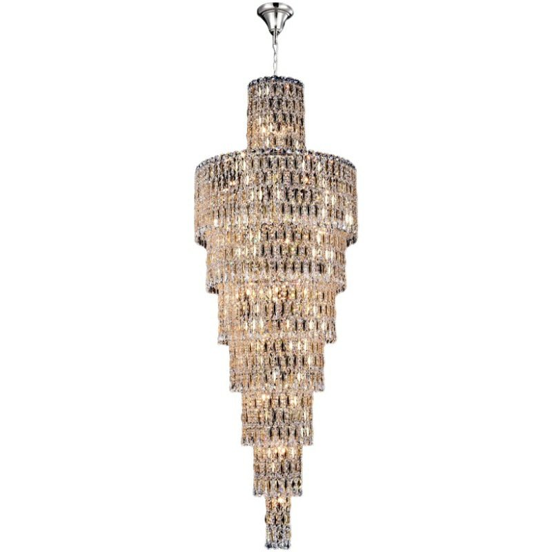 Luxury Large Crystal Chandelier For Hight Ceiling Living Room Long Staircase Light Fixture - cyranlamps