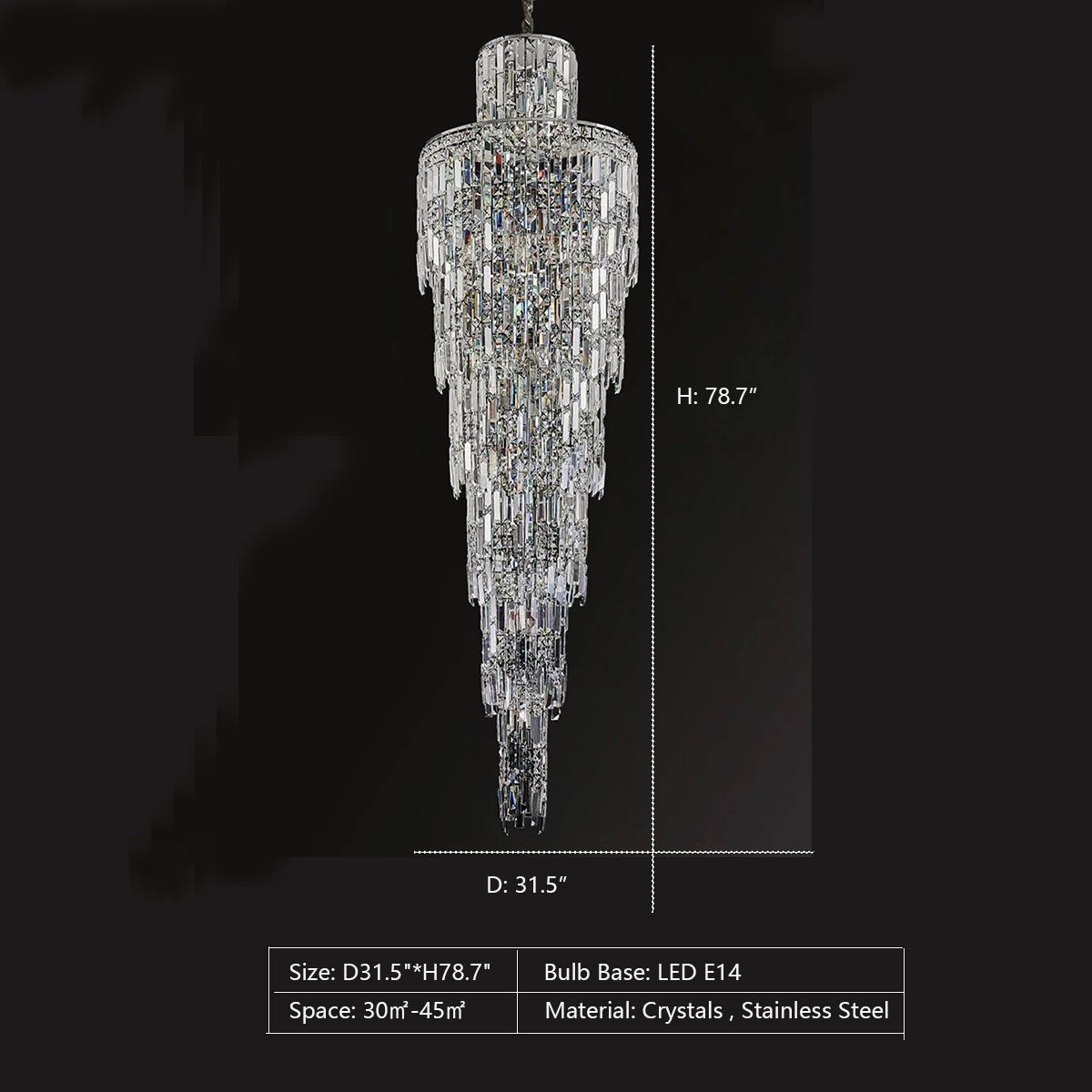 Luxury Large Crystal Chandelier For Hight Ceiling Living Room Long Staircase Light Fixture - cyranlamps