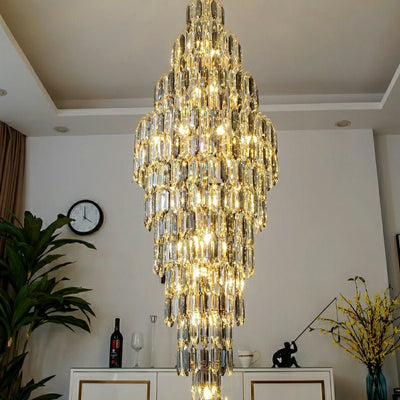 Luxury Large Foyer Staircase K9 Crystal Chandelier Long Ceiling Lighting Fixture For Living Room Hall - cyranlamps