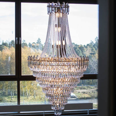 Luxury Modern Multi - tiered Crystal Chandelier for Staircase/Foyer - cyranlamps
