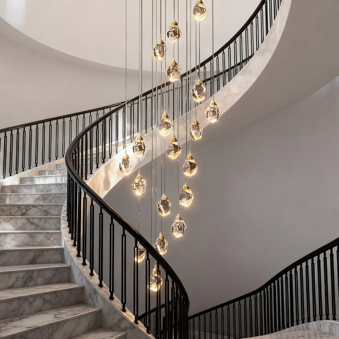 Luxury Staircase Chandelier Modern Spiral Crystal High Ceiling Light - Cyran Lamps