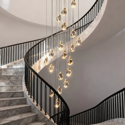 Luxury Staircase Chandelier Modern Spiral Crystal High Ceiling Light - Cyran Lamps