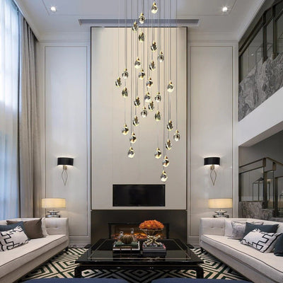 Luxury Staircase Chandelier Modern Spiral Crystal High Ceiling Light - Cyran Lamps