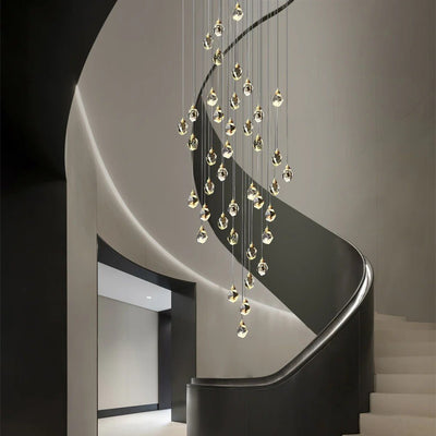 Luxury Staircase Chandelier Modern Spiral Crystal High Ceiling Light - Cyran Lamps