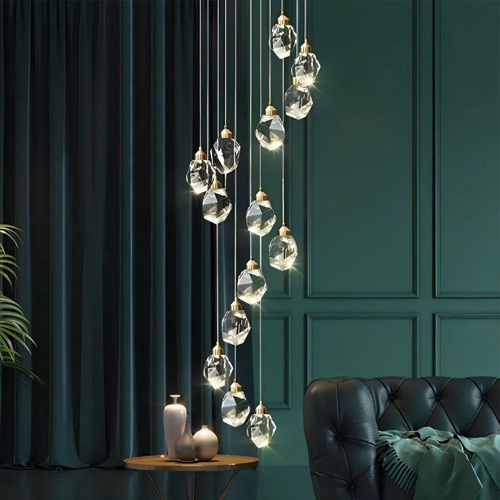 Luxury Staircase Chandelier Modern Spiral Crystal High Ceiling Light - Cyran Lamps