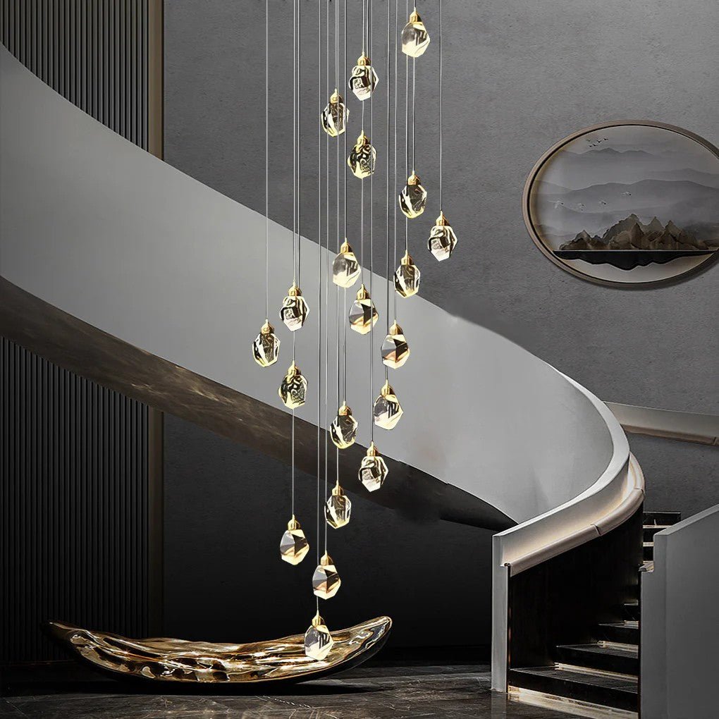Luxury Staircase Chandelier Modern Spiral Crystal High Ceiling Light - Cyran Lamps