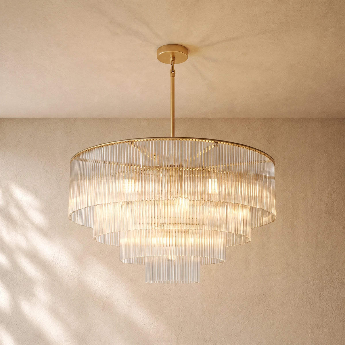 Amad  Round Glass Rod Chandelier