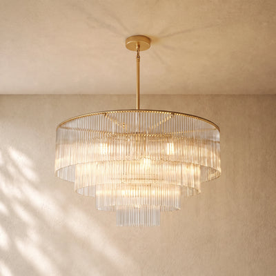 Amad  Round Glass Rod Chandelier