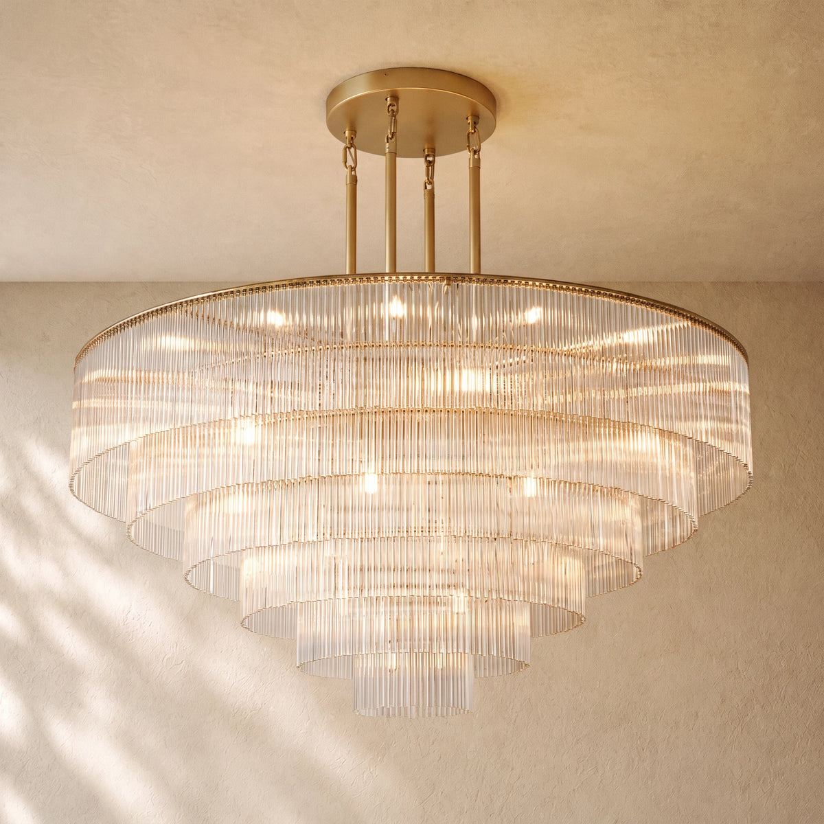 Amad  Round Glass Rod Chandelier