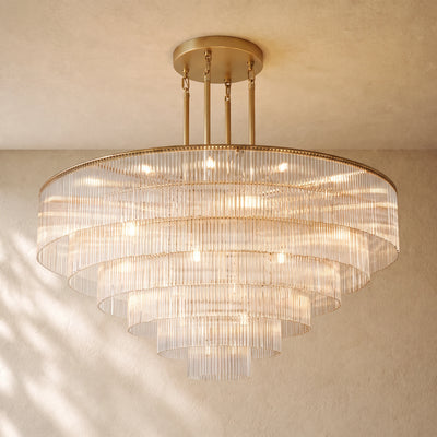 Amad  Round Glass Rod Chandelier