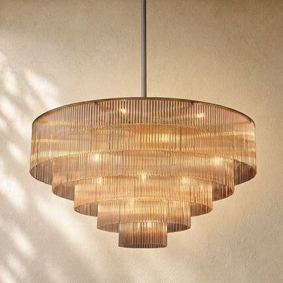 Amad  Round Glass Rod Chandelier