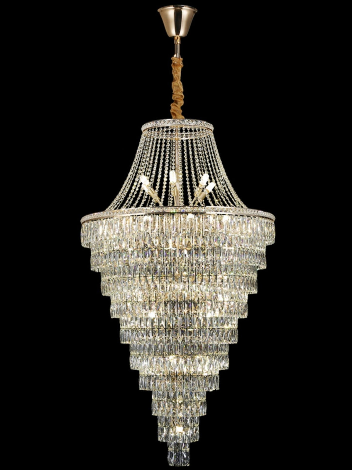 Magnificent Extra Large Foyer Hall Chandelier Tiered Crystal Ceiling Lighting Fixture For Living Room Decor - cyranlamps