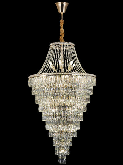 Magnificent Extra Large Foyer Hall Chandelier Tiered Crystal Ceiling Lighting Fixture For Living Room Decor - cyranlamps
