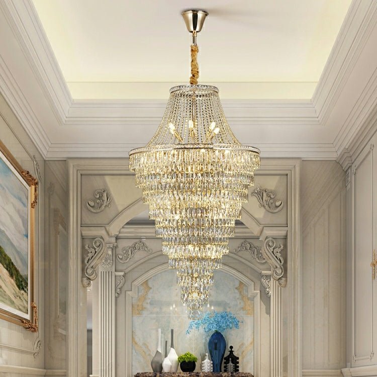 Magnificent Extra Large Foyer Hall Chandelier Tiered Crystal Ceiling Lighting Fixture For Living Room Decor - cyranlamps