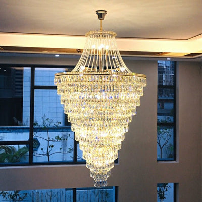 Magnificent Extra Large Foyer Hall Chandelier Tiered Crystal Ceiling Lighting Fixture For Living Room Decor - cyranlamps