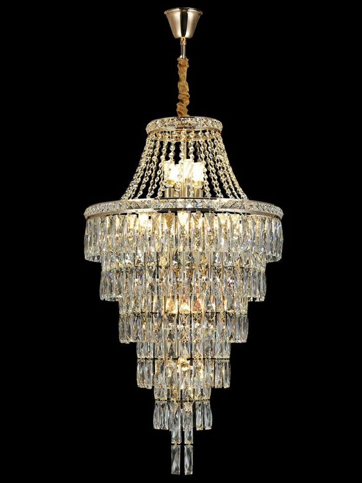 Magnificent Extra Large Foyer Hall Chandelier Tiered Crystal Ceiling Lighting Fixture For Living Room Decor - cyranlamps