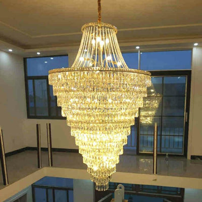 Magnificent Extra Large Foyer Hall Chandelier Tiered Crystal Ceiling Lighting Fixture For Living Room Decor - cyranlamps