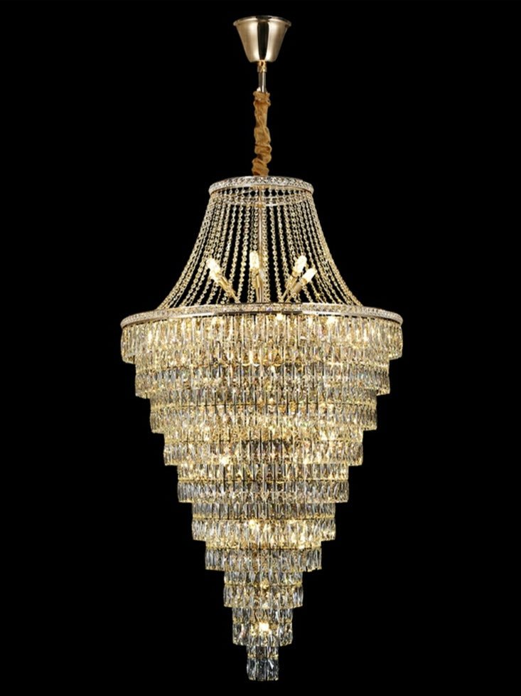 Magnificent Extra Large Foyer Hall Chandelier Tiered Crystal Ceiling Lighting Fixture For Living Room Decor - cyranlamps