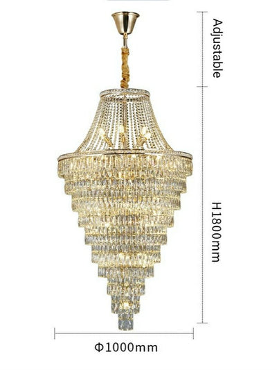 Magnificent Extra Large Foyer Hall Chandelier Tiered Crystal Ceiling Lighting Fixture For Living Room Decor - cyranlamps